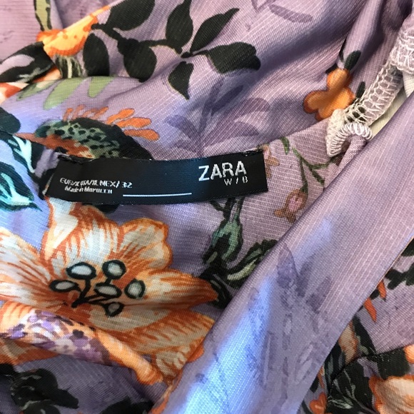 Zara Purple Flower Print Top - Picture 11 of 12